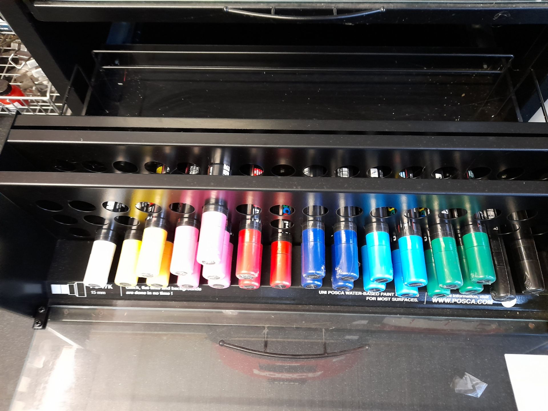 Assortment of Uni Posca PC-17K XXL tip paint markers to drawer, various colours, approximately 25 - Image 2 of 3