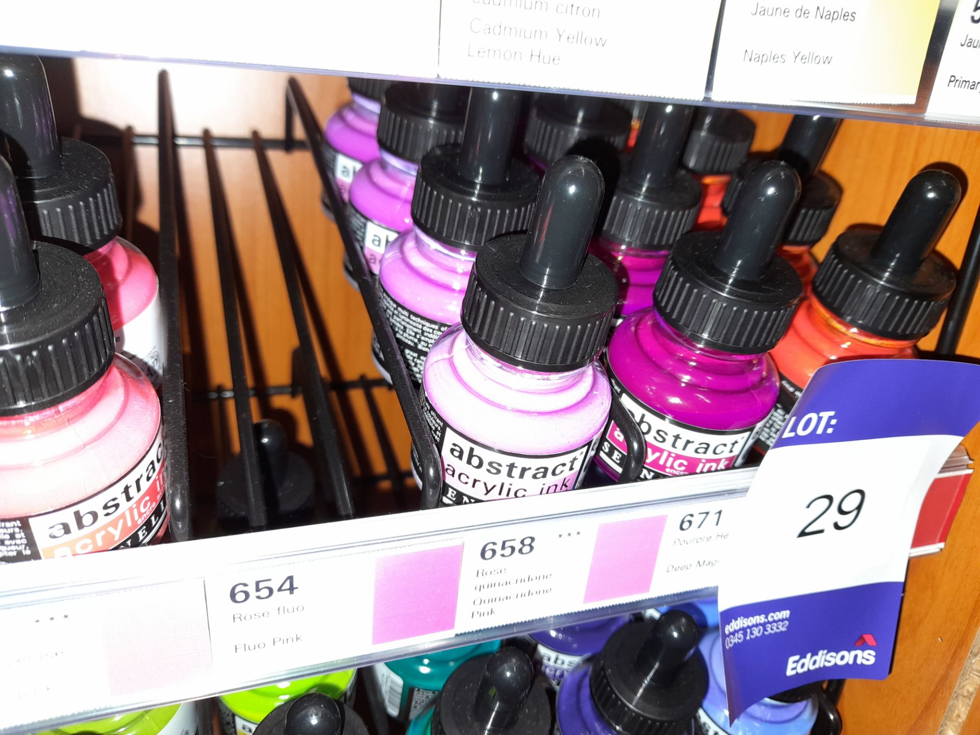 Assortment of Abstract acrylic inks to shelf, various colours, approximately 24 x bottles, RRP £5.95 - Image 4 of 4