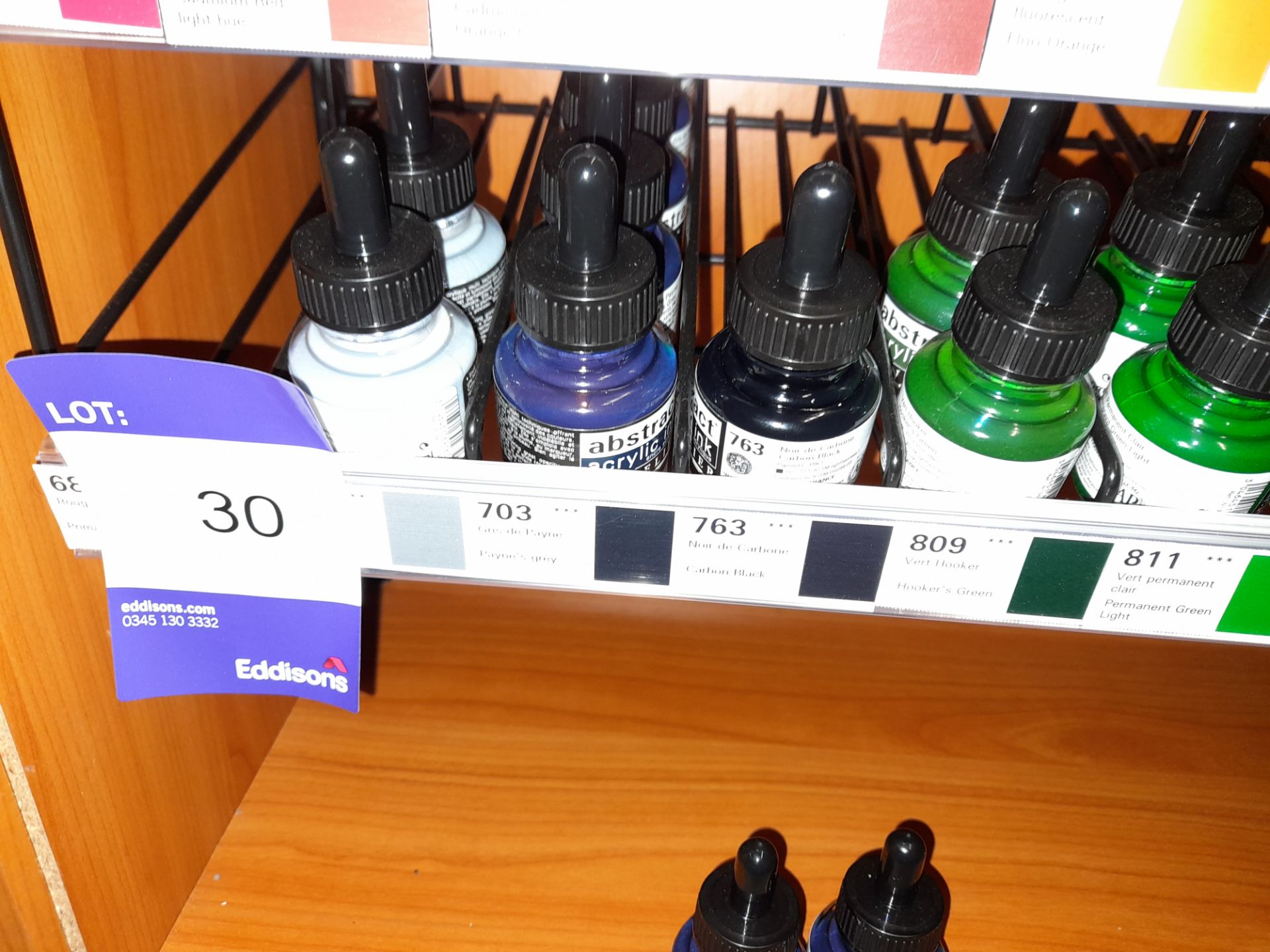 Assortment of Abstract acrylic inks to shelf, various colours, approximately 24 x bottles, RRP £5.95 - Image 2 of 3