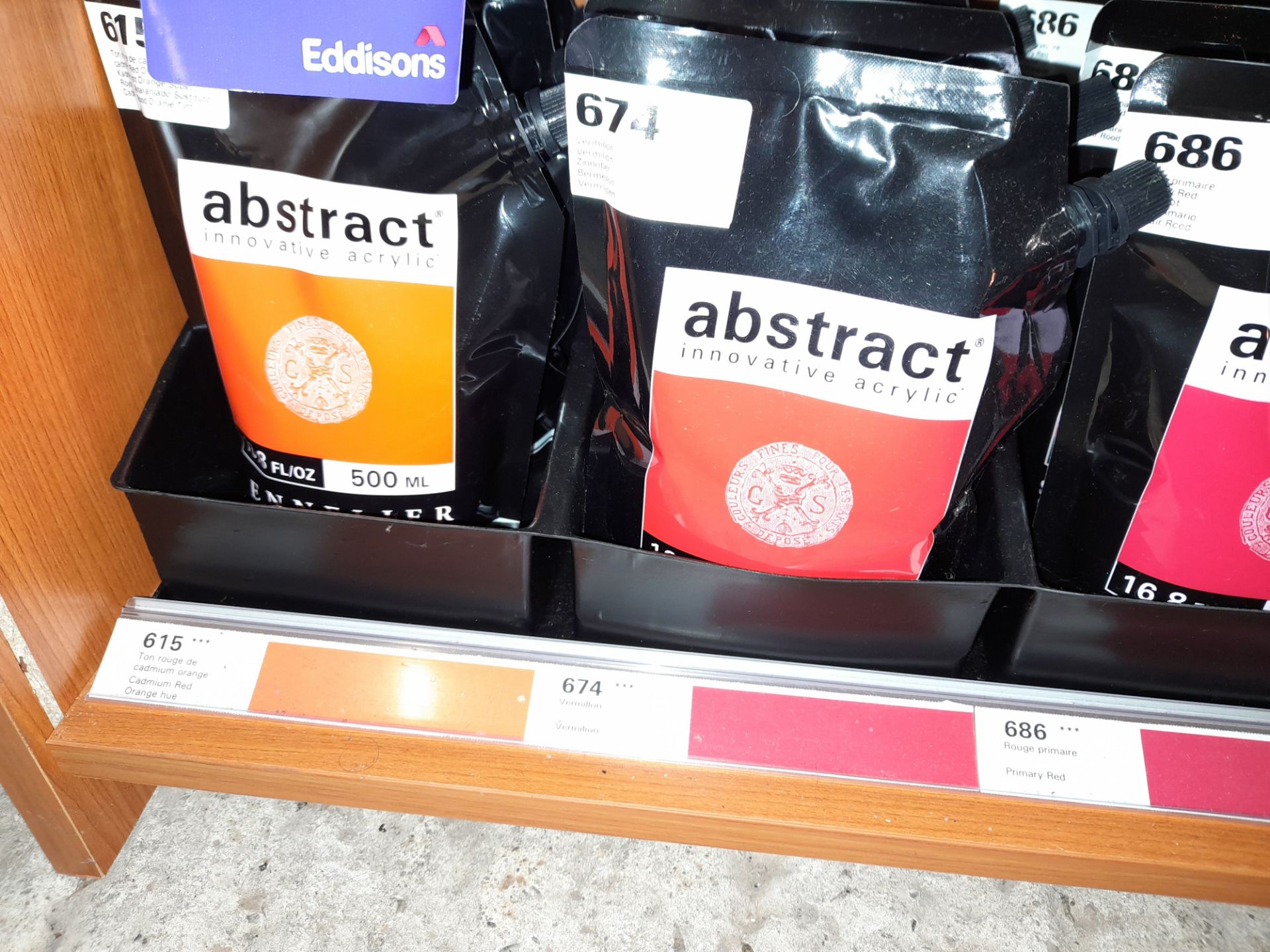 Assortment of Abstract matt acrylic paints to shelf, various colours, approximately 20 x packs - Image 2 of 3