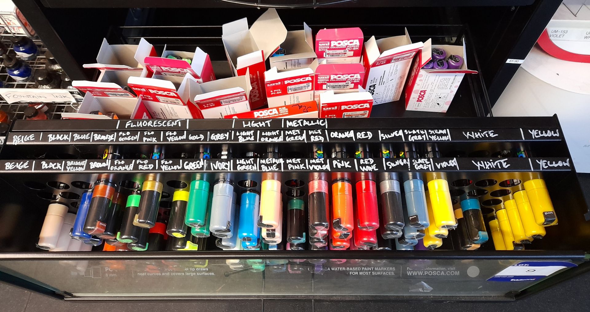 Assortment of Uni Posca PC-8K colour paint markers to drawer, various colours, approximately 120 x - Image 2 of 3