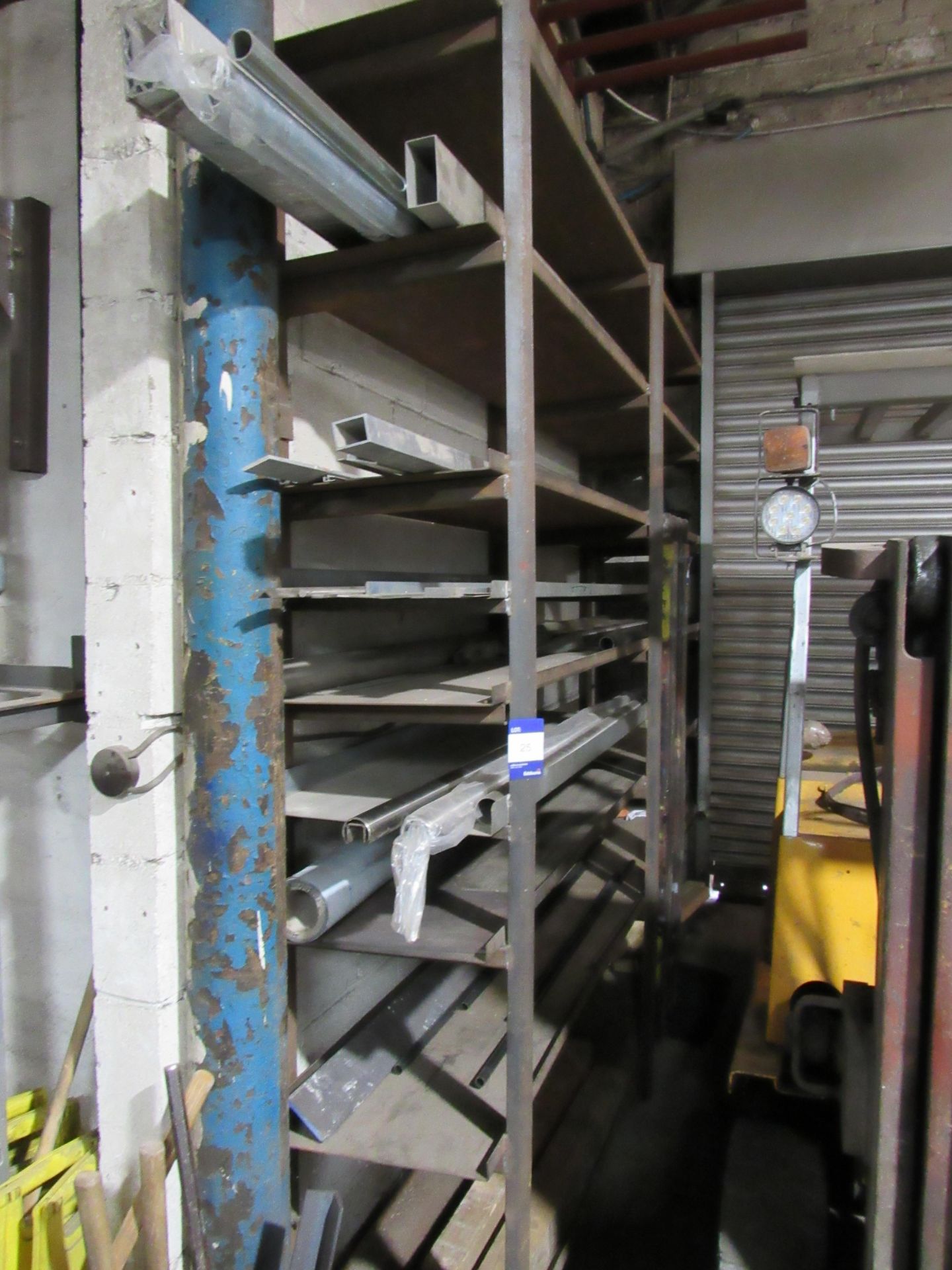 Qty of Various Metal Profile Stock, to 9-Tier Stock Rack