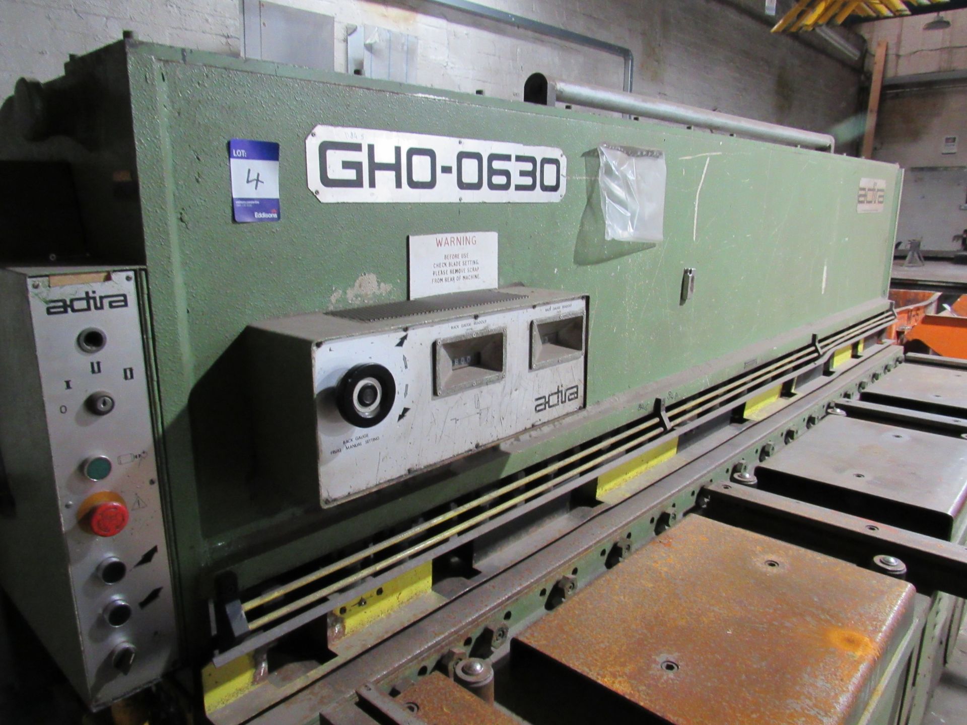 Adira GHO 0630 3050mm x 6mm Hydraulic Swing Beam Guillotine Shear with Back Gauge, Manual Blade - Image 4 of 7