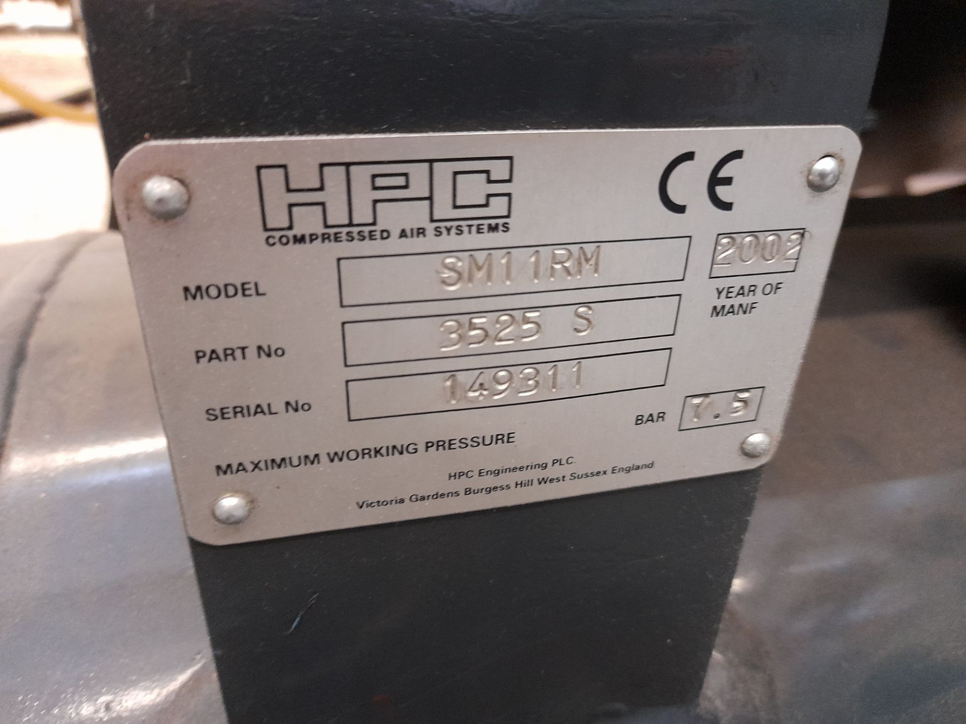 Kaeser HPC Plusair SM11 Air Receiver Mounted Packaged Air Compressor, serial number 2200 with Kaeser - Image 8 of 8