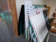 Assortment of various sheeting, including clear acrylic sheet off-cuts, with 2 x metal fabricated