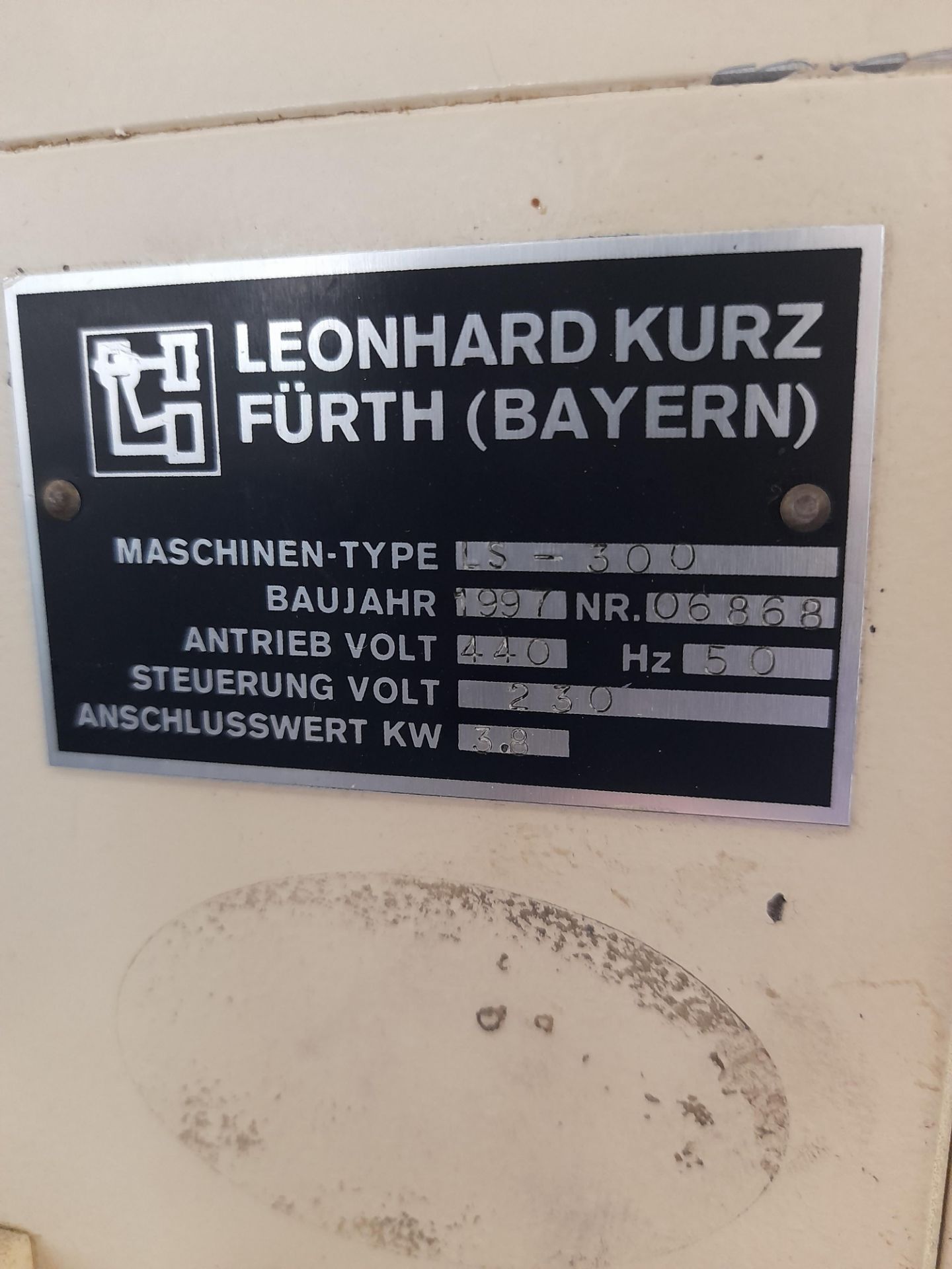Leonhard Kurz L1-300 Drum Foiler, year of manufacture 1997, serial number 06868 - Image 5 of 5