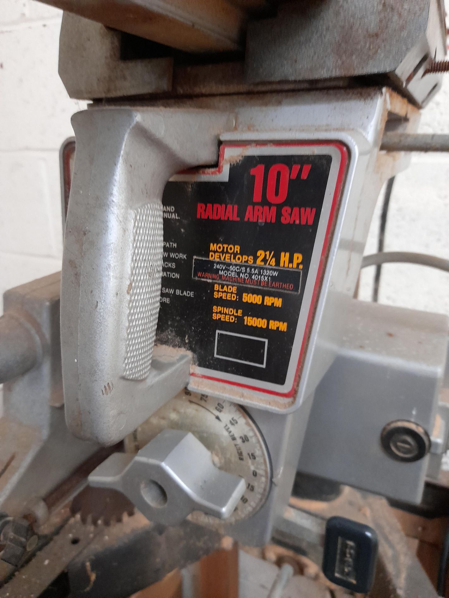 ToolKraft Model 4015 10” Radial Arm Drill, serial number 08X1718, 240v, on wooden stand - Image 4 of 6