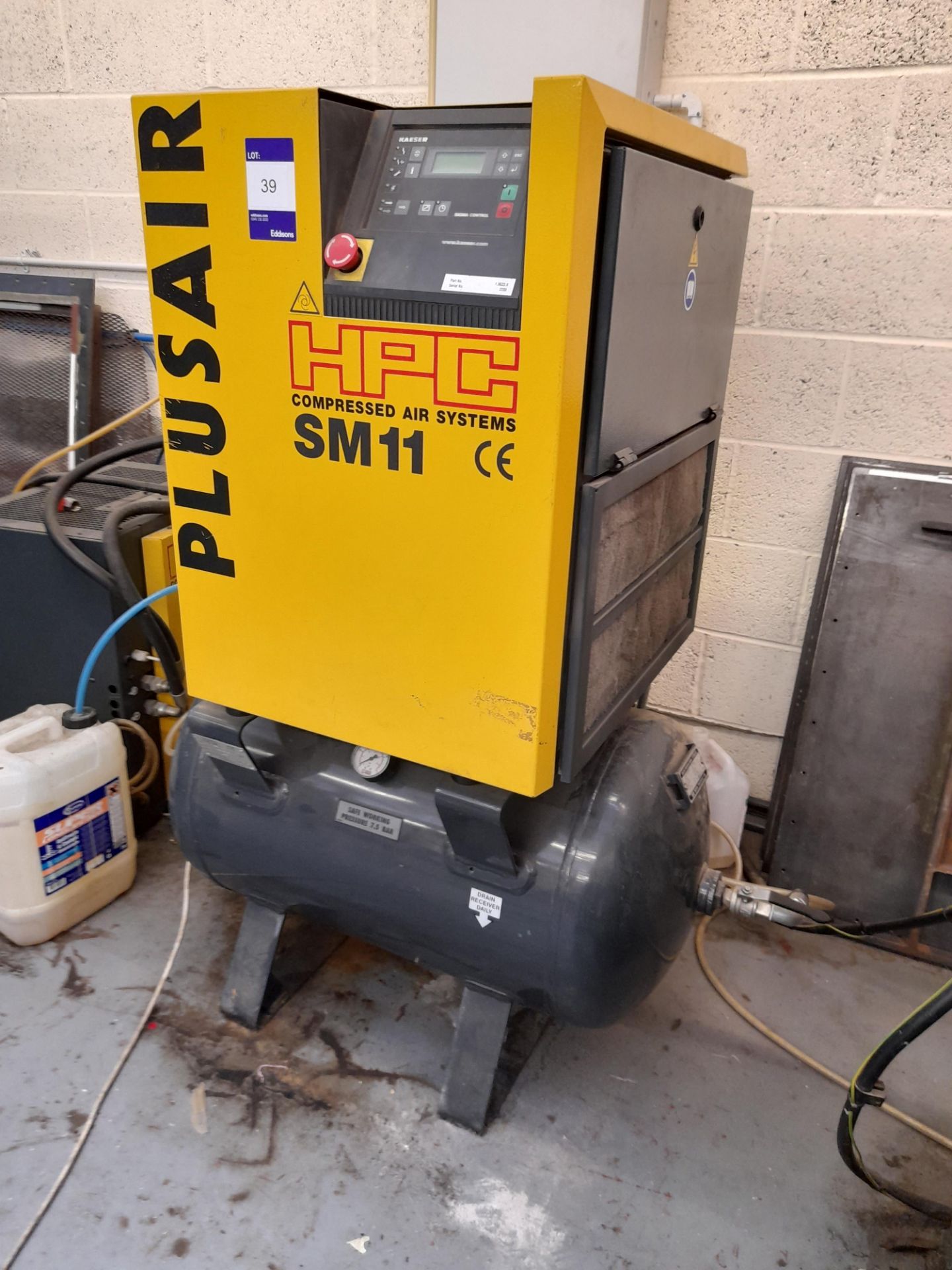 Kaeser HPC Plusair SM11 Air Receiver Mounted Packaged Air Compressor, serial number 2200 with Kaeser - Image 3 of 8