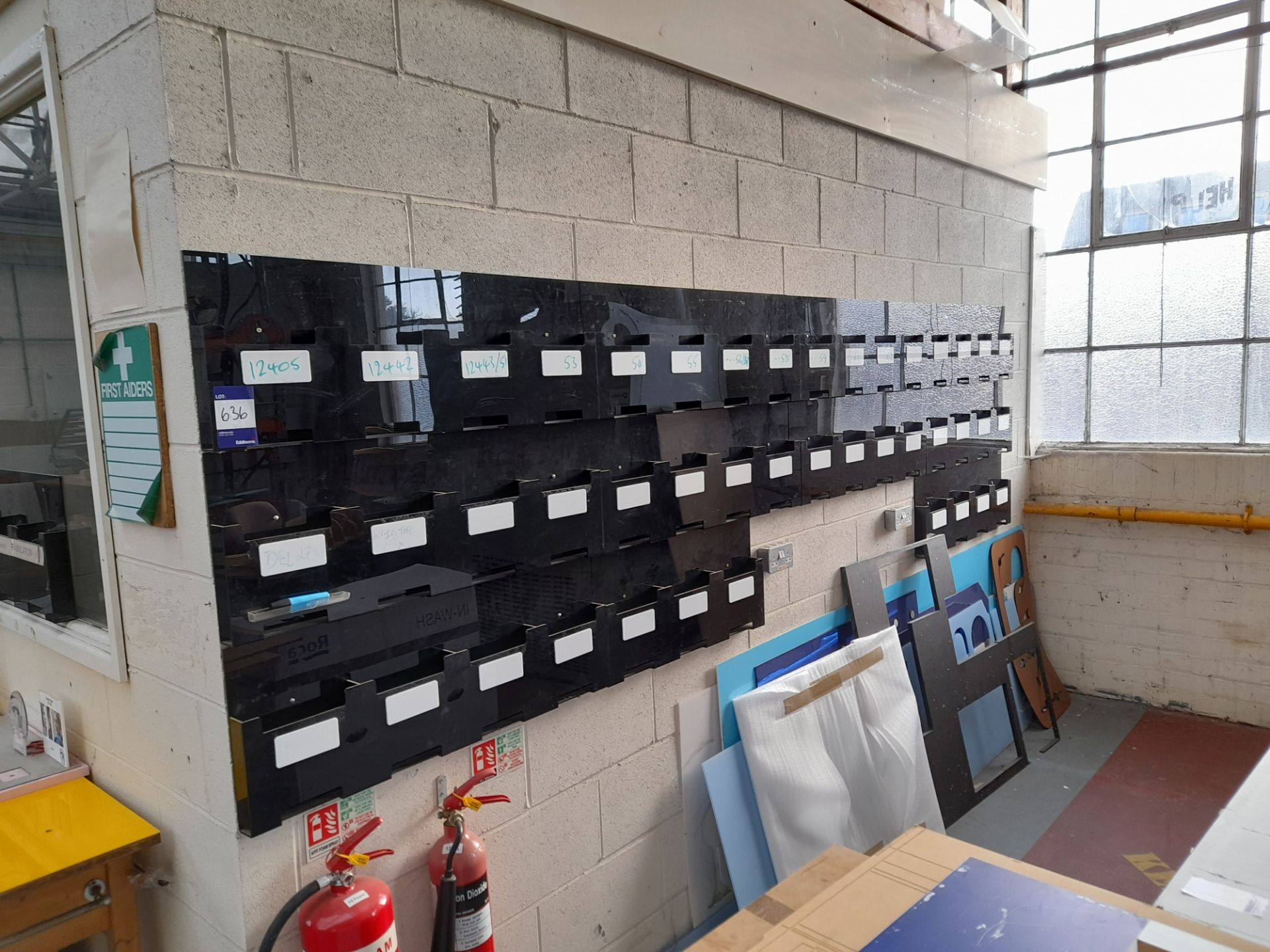 4 Section wall mounted rack (Each section approx. 900 x 1000), purchaser to remove