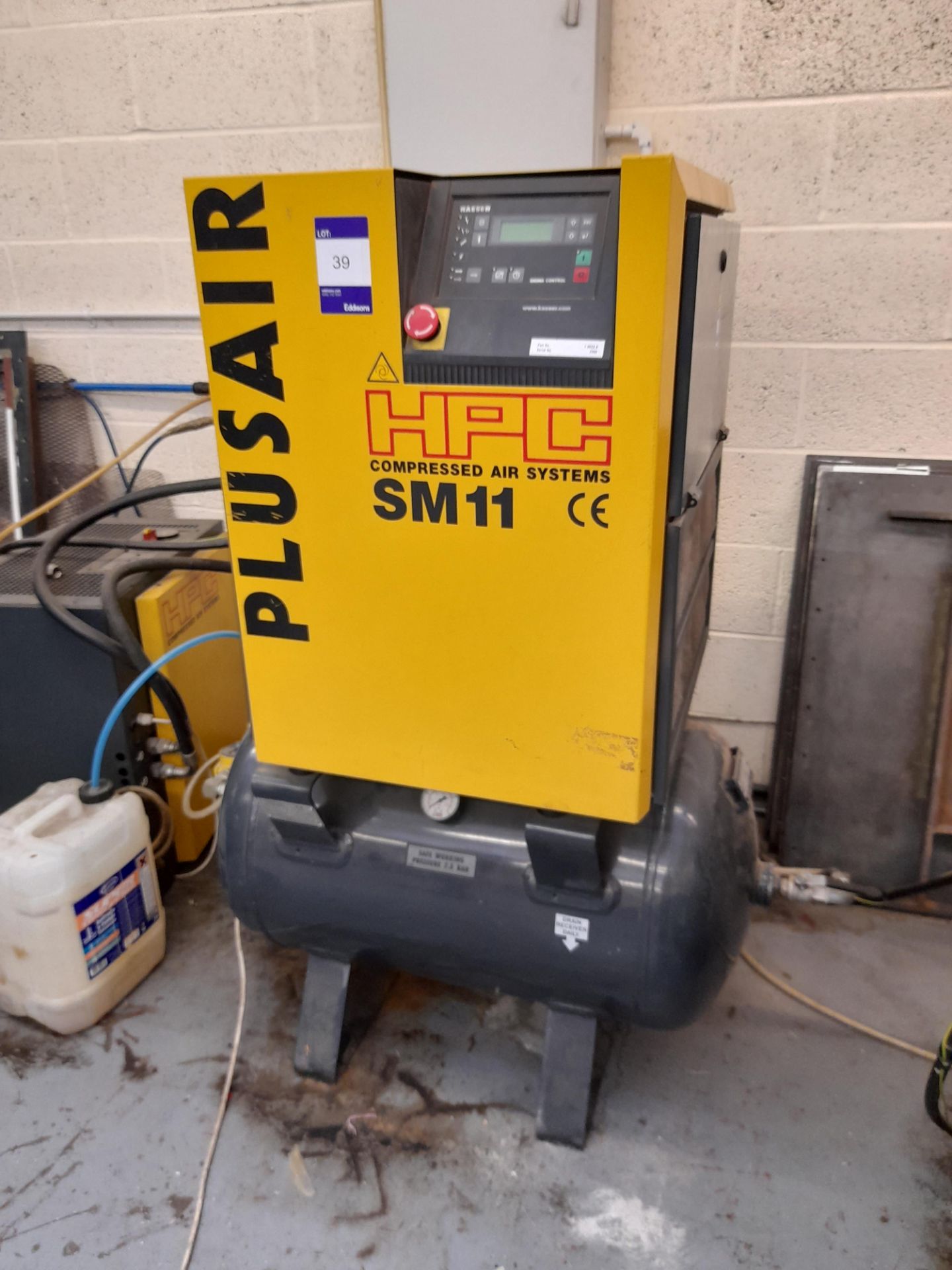 Kaeser HPC Plusair SM11 Air Receiver Mounted Packaged Air Compressor, serial number 2200 with Kaeser