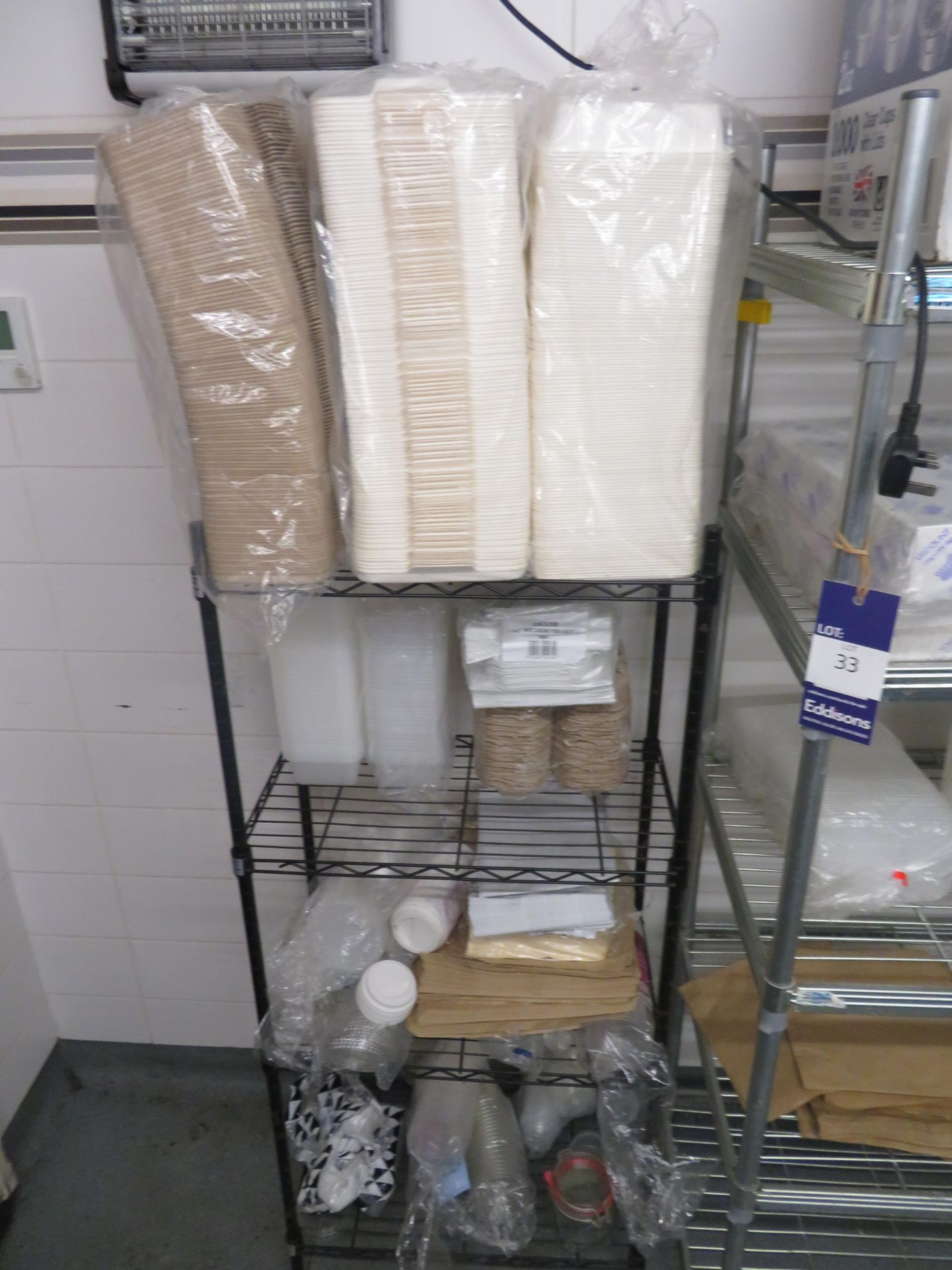 3 x Wire Shelf Units and a Qty of Take-Away Food Packaging - Image 4 of 7