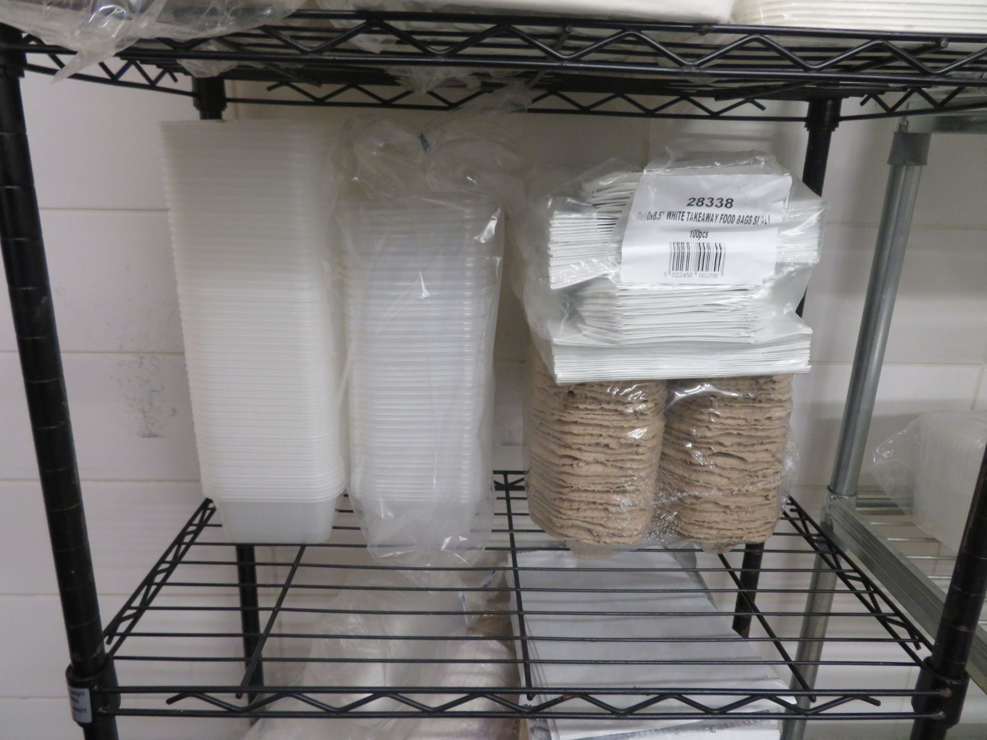 3 x Wire Shelf Units and a Qty of Take-Away Food Packaging - Image 6 of 7