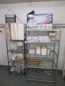 3 x Wire Shelf Units and a Qty of Take-Away Food Packaging