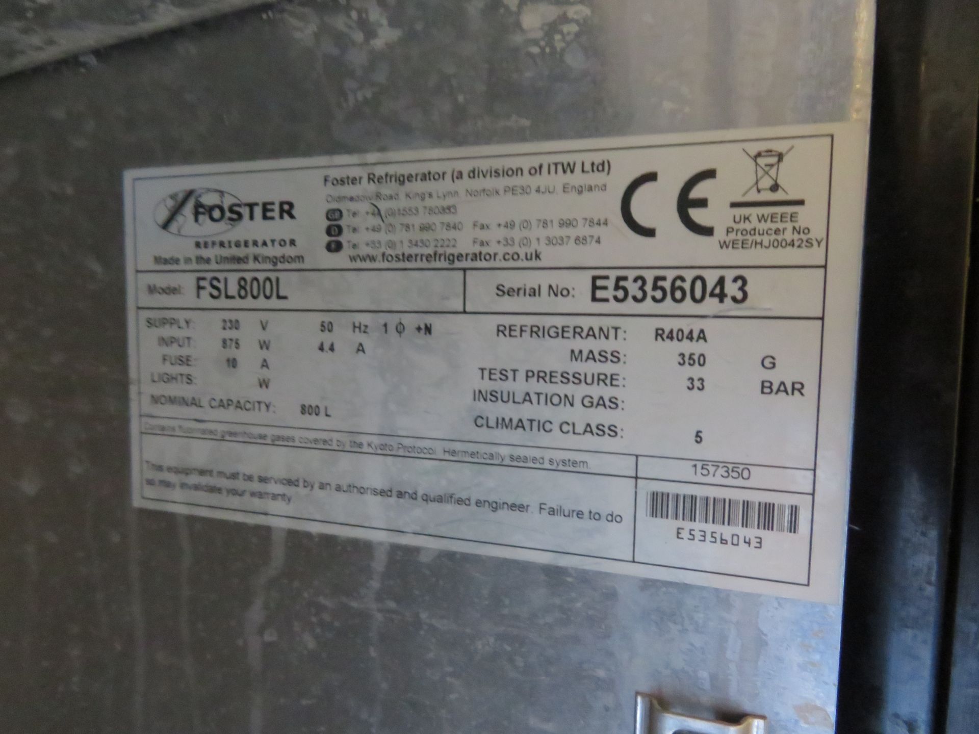 Foster Model FSL800L Stainless Steel Double Door Freezer - Image 5 of 5