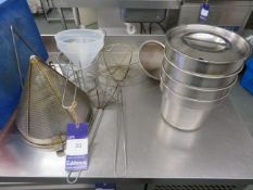 3 x Chopping Boards, Sieves and Bain-Marie Pots