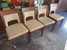 4 x Cream Upholstered Darkwood Framed Dining Chairs