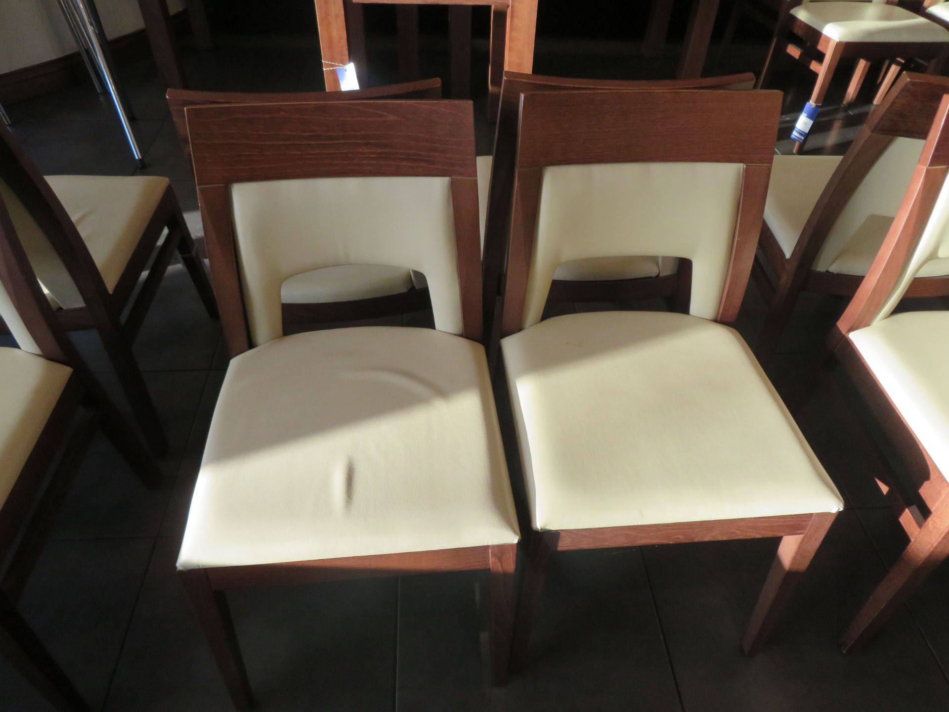 4 x Cream Upholstered Darkwood Framed Dining Chairs - Image 2 of 2