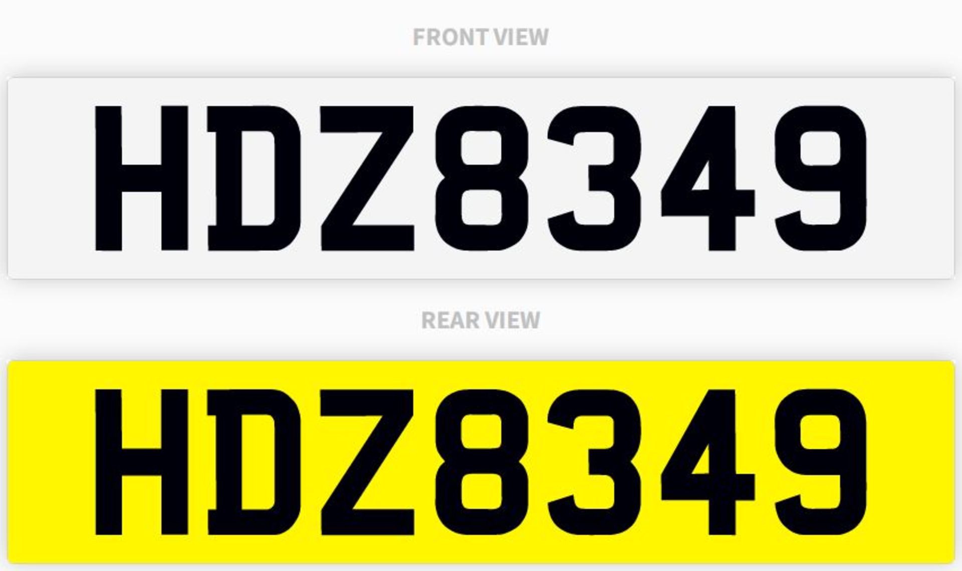 Cherished registration number HDZ8349 NB: This registration can only be supplied onto a vehicle.