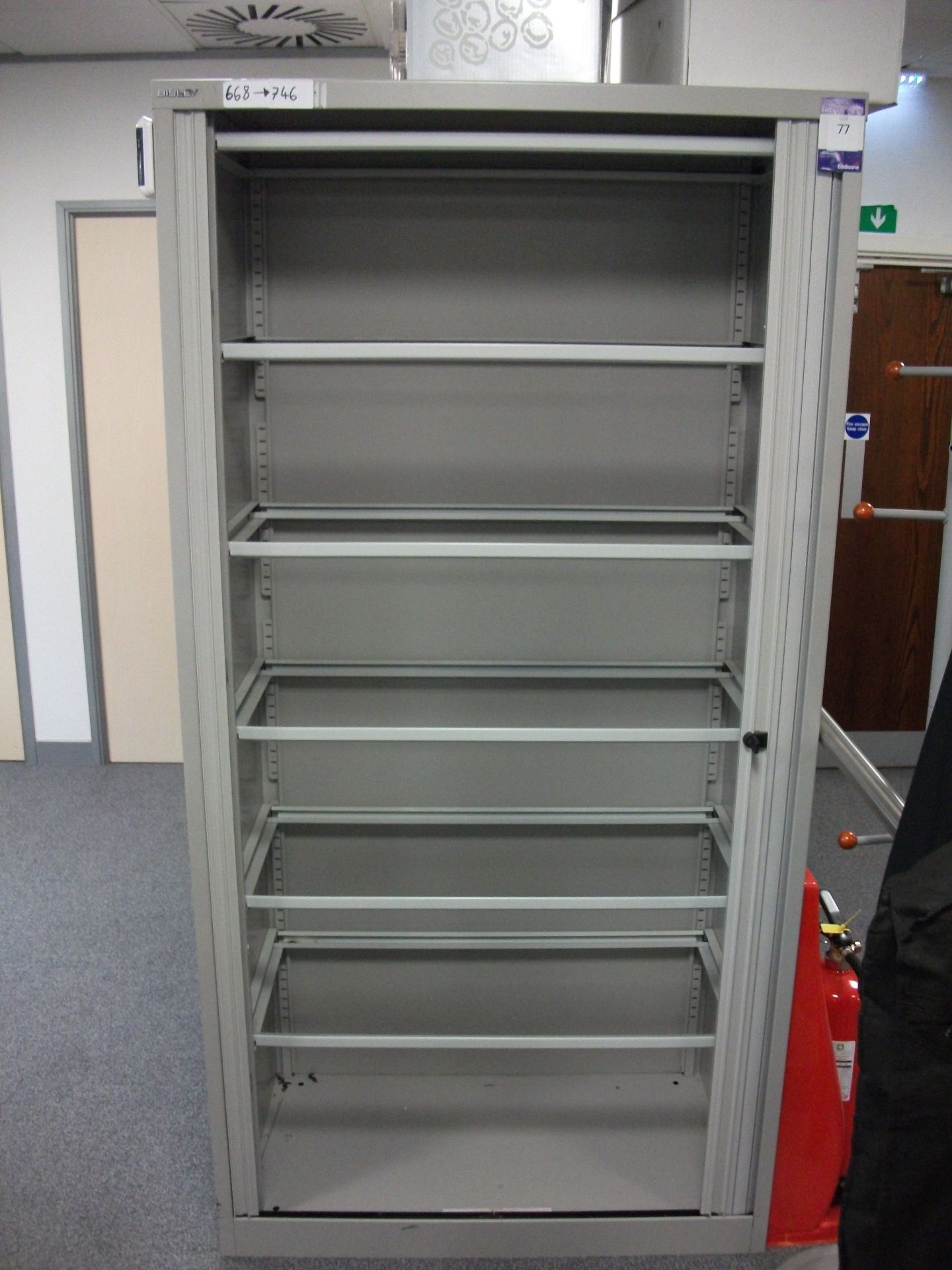 Bisley Tambour Front Cupboard, Side opening tambour cupboard with Roll Out Filing frames, overall