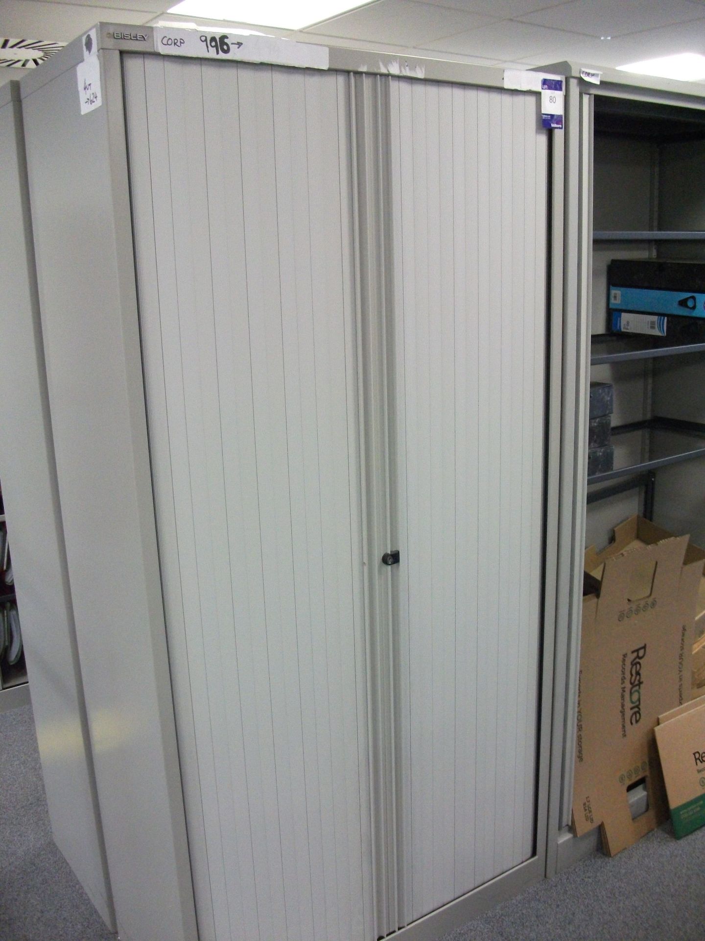 Bisley Tambour Front Cupboard, Side opening tambour cupboard with Roll Out Filing frames, overall - Image 2 of 2
