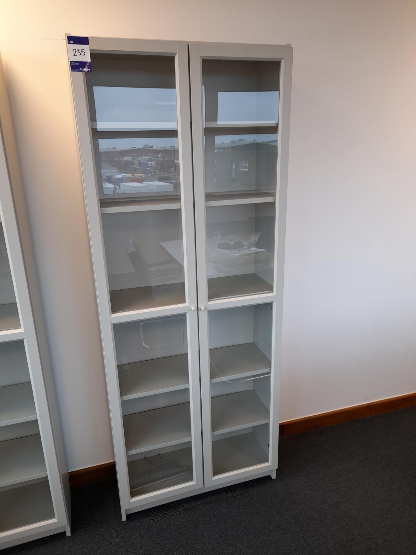 5 Shelved double glazed door cabinet, duck egg blue (2020 x 800 x 300), to first floor boardroom