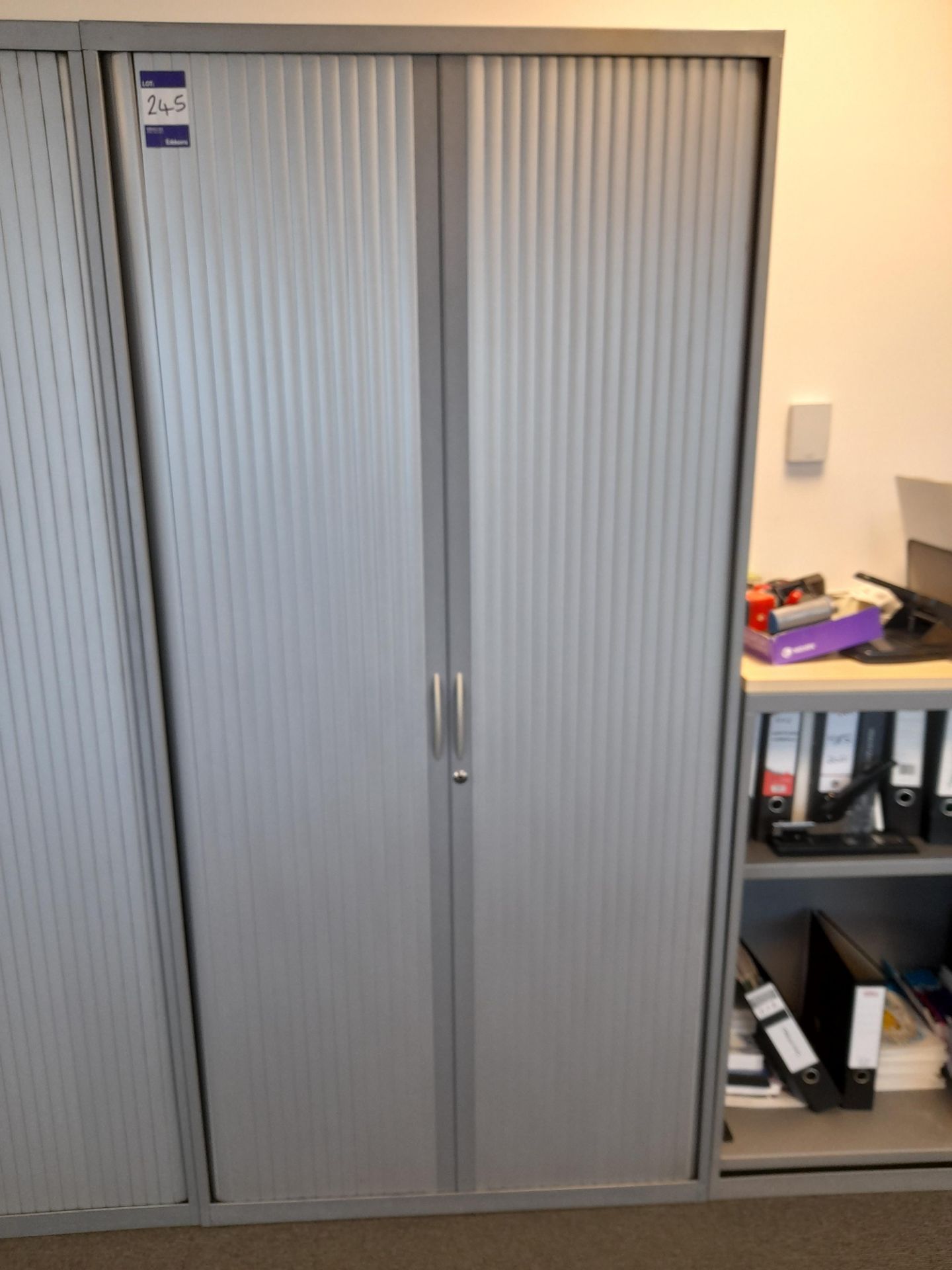 Tambour fronted double door office cabinet (2070 x 1000 x 460), to first floor office