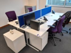 4 Person workstation to first floor office, comprising 4 x contemporary rectangular cantilever desks