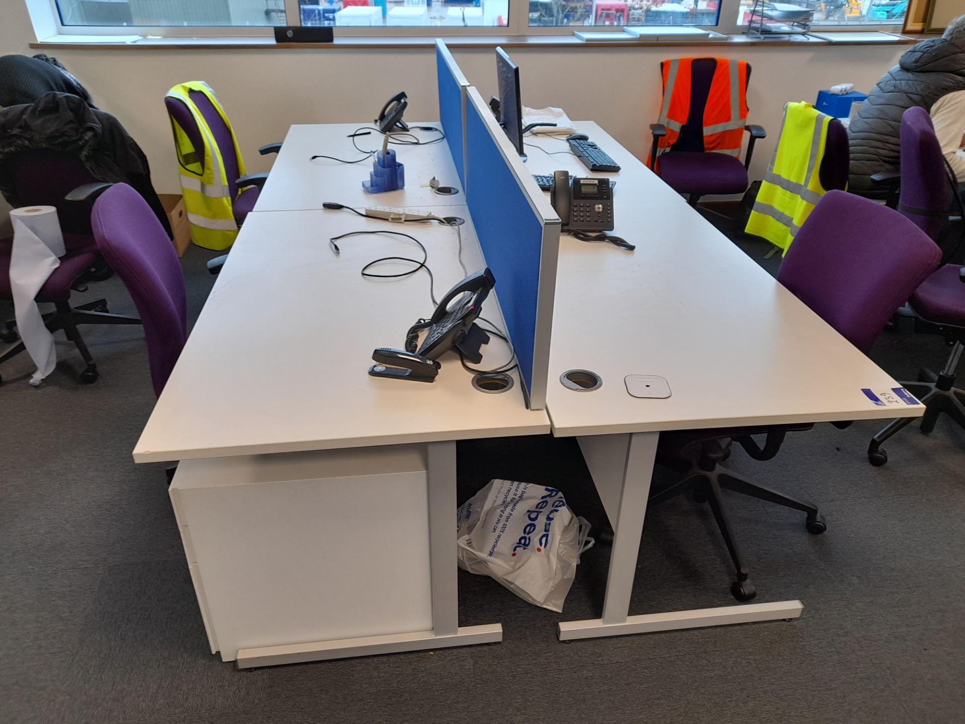 4 Person workstation to first floor office, comprising 4 x contemporary rectangular cantilever desks - Image 2 of 2