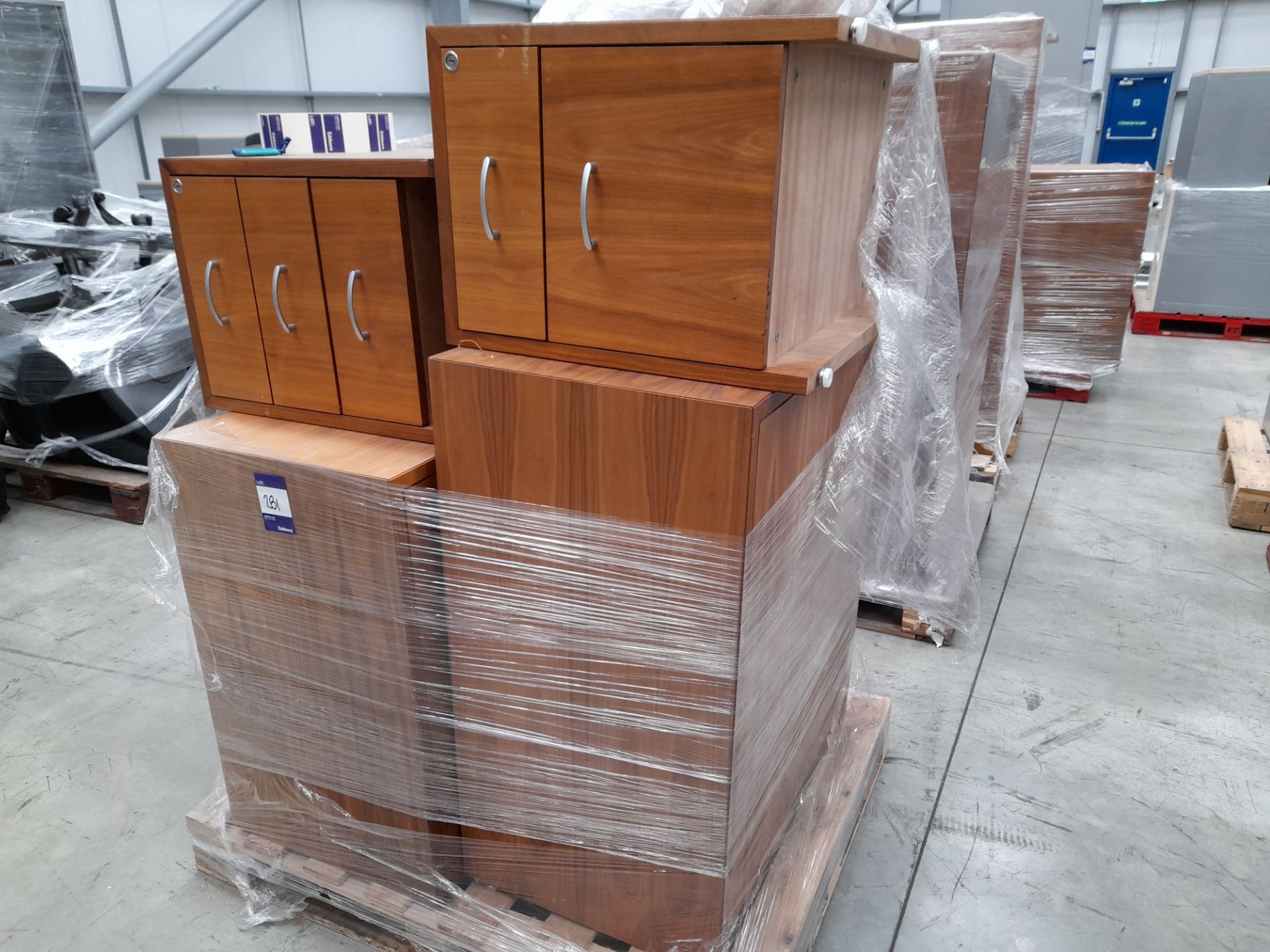 2 x Medium oak effect cabinets, with 2 x medium oak effect pedestals, as lotted to pallet - Image 3 of 3