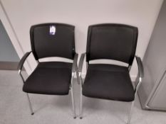 Pair of chrome logged upholstered reception chairs