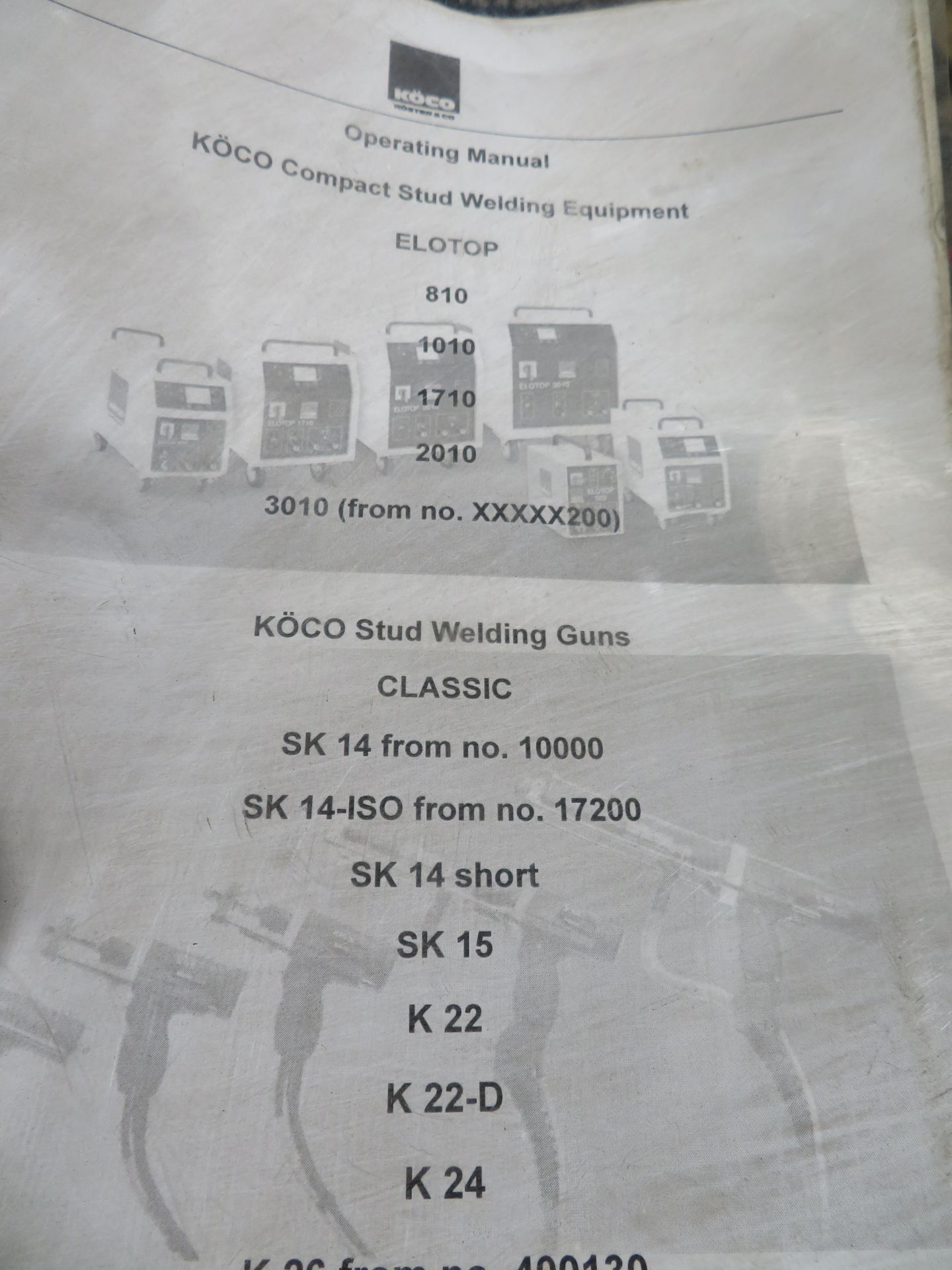 Koco Elotop 3010 stud welder s/n 64200479 with calibration certificate dated 30.06.2020 - Image 4 of 6