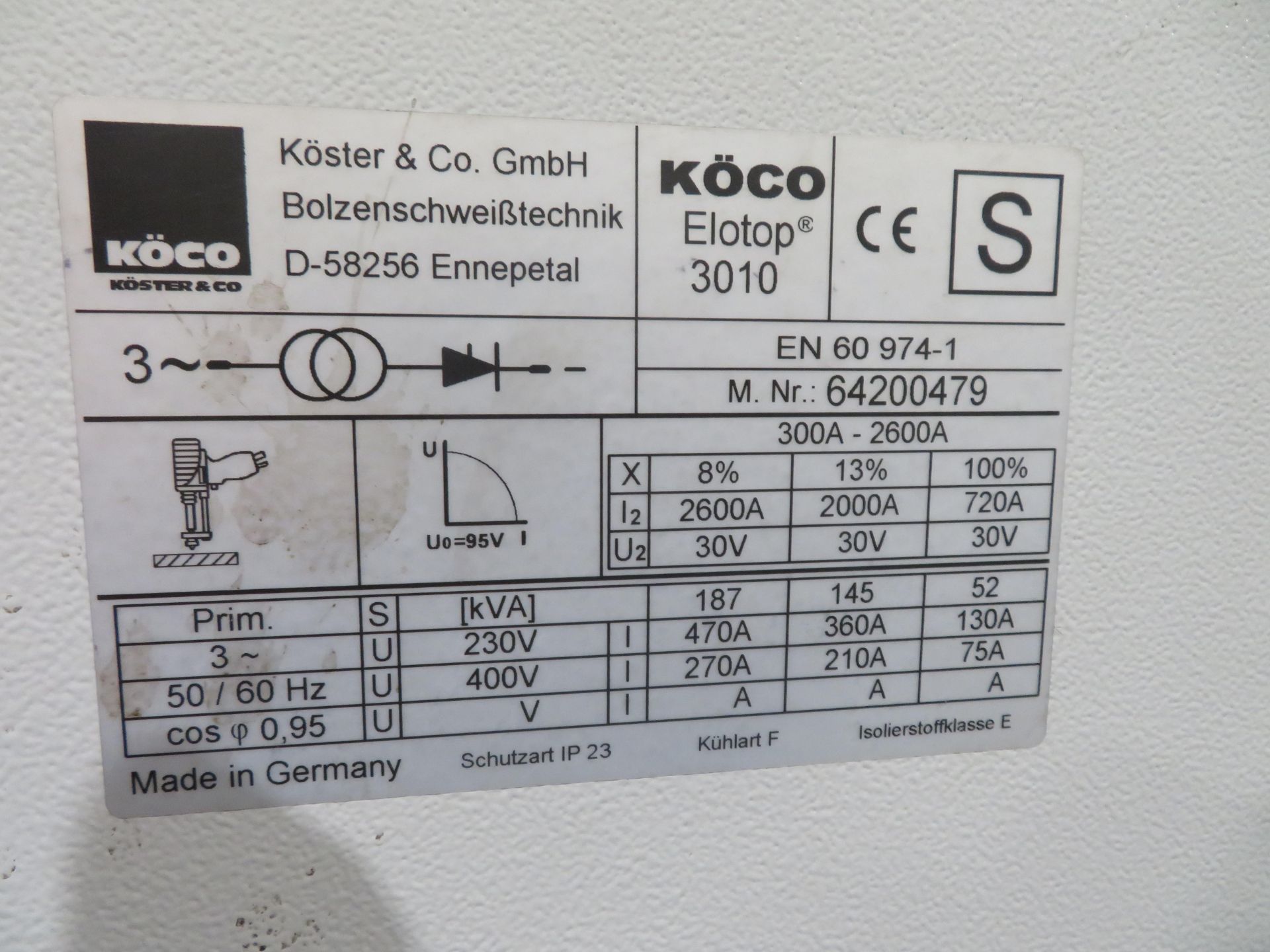 Koco Elotop 3010 stud welder s/n 64200479 with calibration certificate dated 30.06.2020 - Image 6 of 6