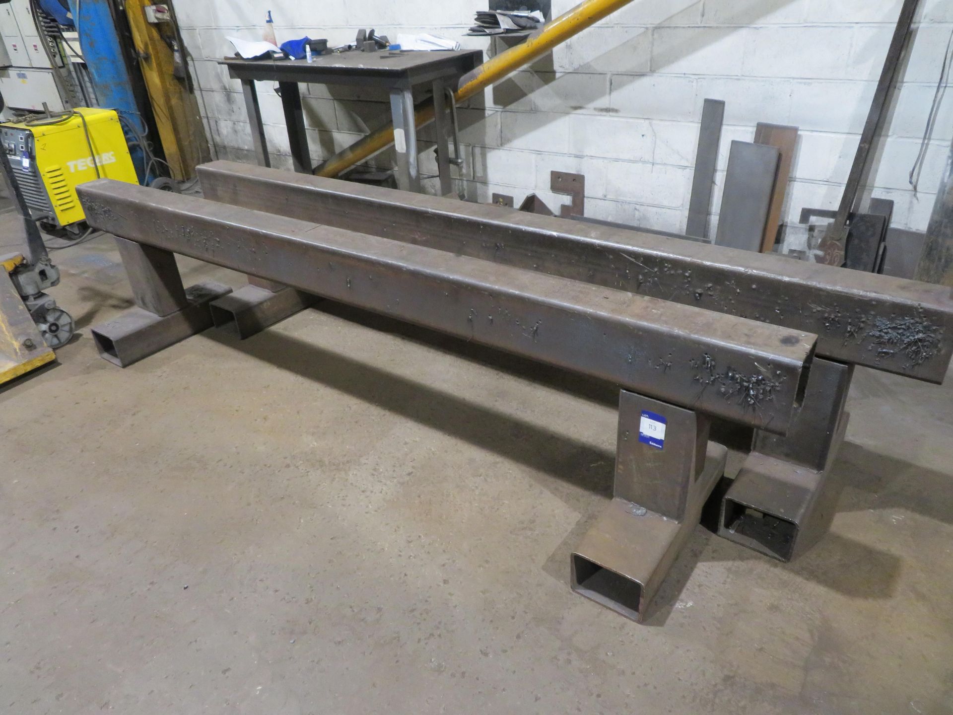 2x Box section steel trestles (3000 x 150 x 700mm H)