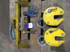 Pallet to contain 3 various plate lifters, magnetic sheet lifter and small 320kg mx lifting beam