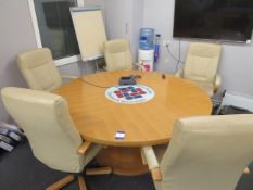 Circular meeting table and 5x chairs (require recovering)