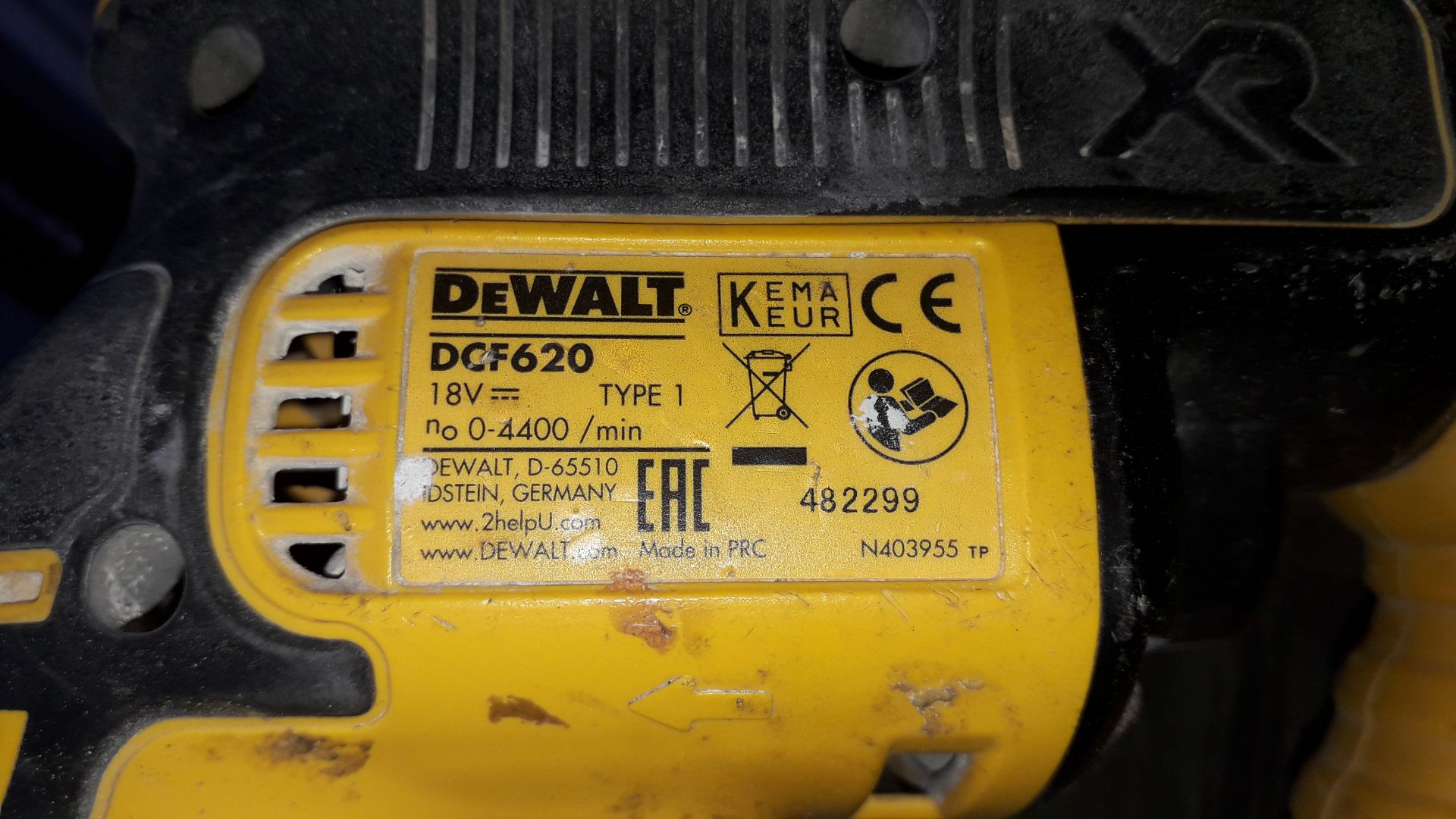 DeWalt DCF620 Cordless 18v Drywall Screwdriver, S/N 482299 (Without Battery) and DeWalt DCF6201 - Image 4 of 4
