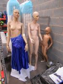 3x vintage mannequins (2x women, 1x child)- A/F and no stands
