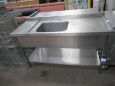 Stainless steel sink table with under tier and splash back