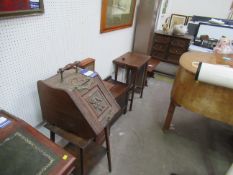 Assorted wooden furniture including wash cabinet, card table, chest of three drawers etc