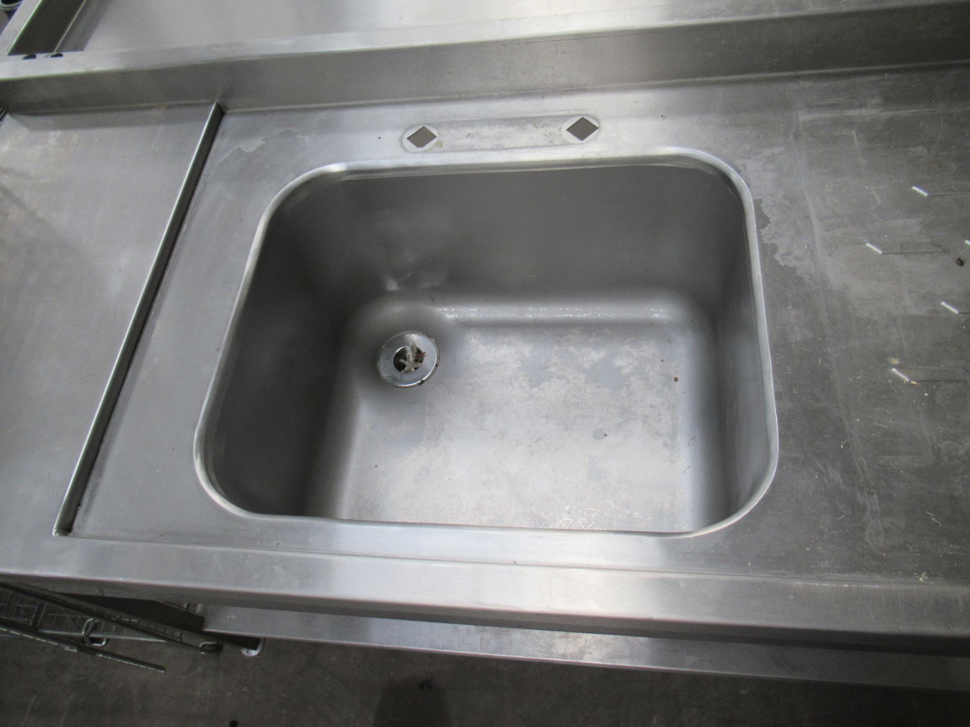 Stainless steel sink table with under tier and splash back - Image 2 of 3