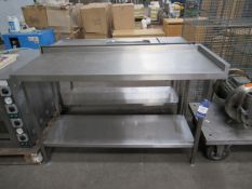 Two tier stainless steel prep table with splash back