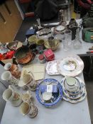 Assorted items including Bass & Co ale jug, decorative plates, etc