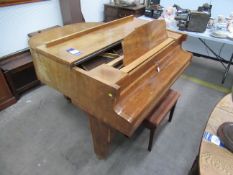 Monnington & Weston baby grand piano (one wheel missing) with piano stool
