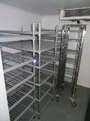 4 x Wire Storage Racks and a Stainless Steel Tray Trolley