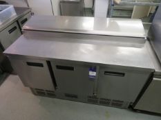 Polar 3 Door Stainless Steel Refrigerated Prep Table with Cold Well (1370 x 700mm) 40