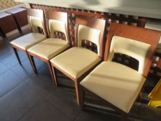 4 x Cream Upholstered Darkwood Framed Dining Chairs