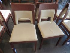 4 x Cream Upholstered Darkwood Framed Dining Chairs