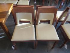 4 x Cream Upholstered Darkwood Framed Dining Chairs