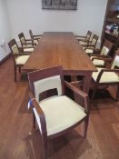 2 x Rectangular Dining Tables (1500 x 1000mm) & 8 Cream Upholstered Darkwood Framed dining Chairs