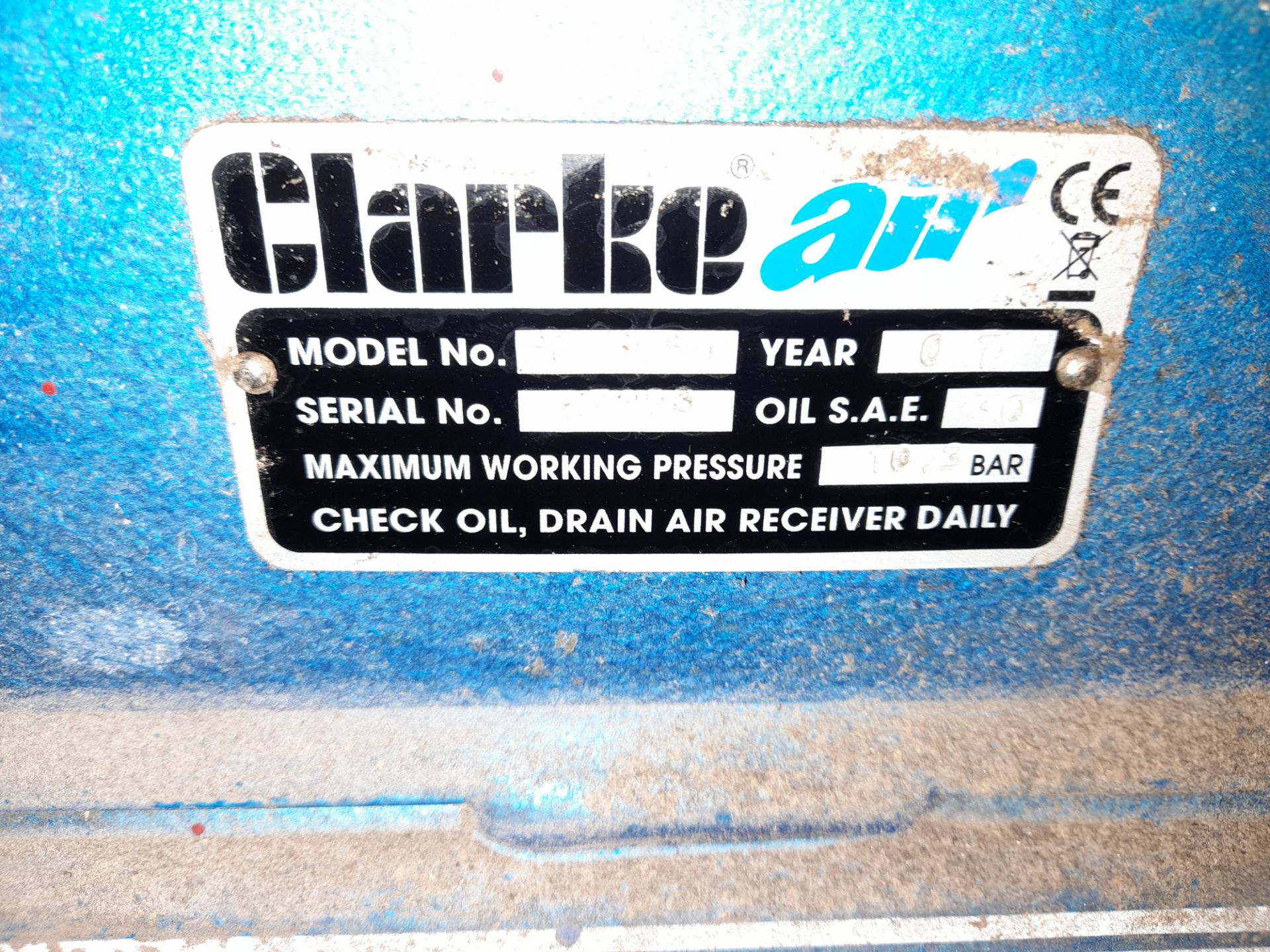 Clarke PE15C50 mobile compressor, 110v - Image 2 of 2